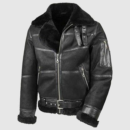 Men's Black Leather Aviator B3 Jacket