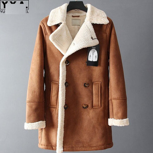 Double Breasted Pu Leather Jacket Motorcycle Outwear Coat