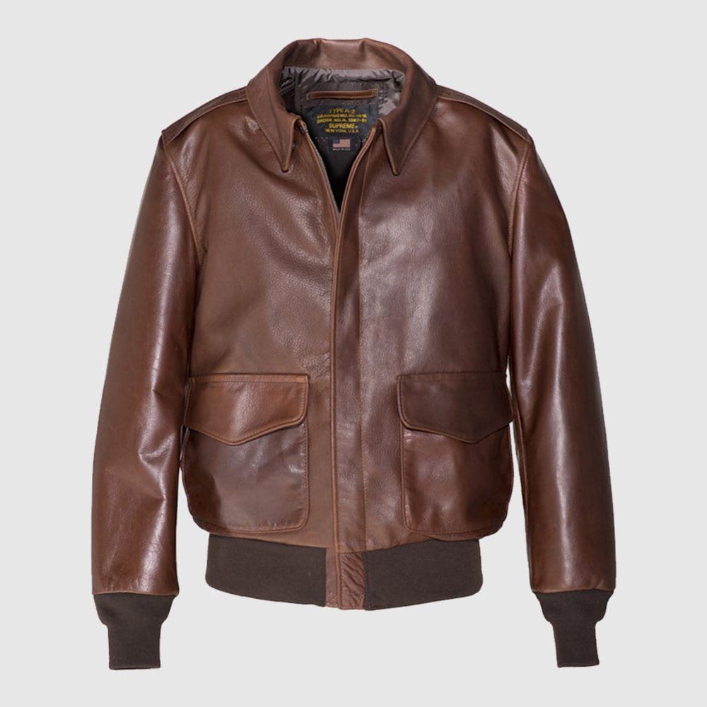 Men’s Waxed Cowhide A-2 Leather Flight Jacket – Classic Aviator
