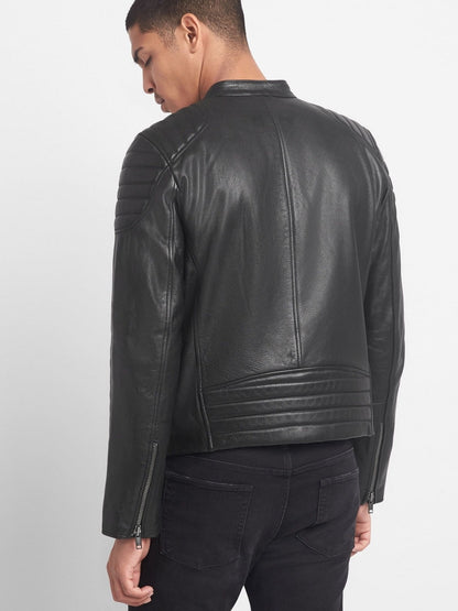 Men’s Jet Black Biker Leather Jacket