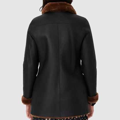 Black Reversible Real Sheep Shearling Coat