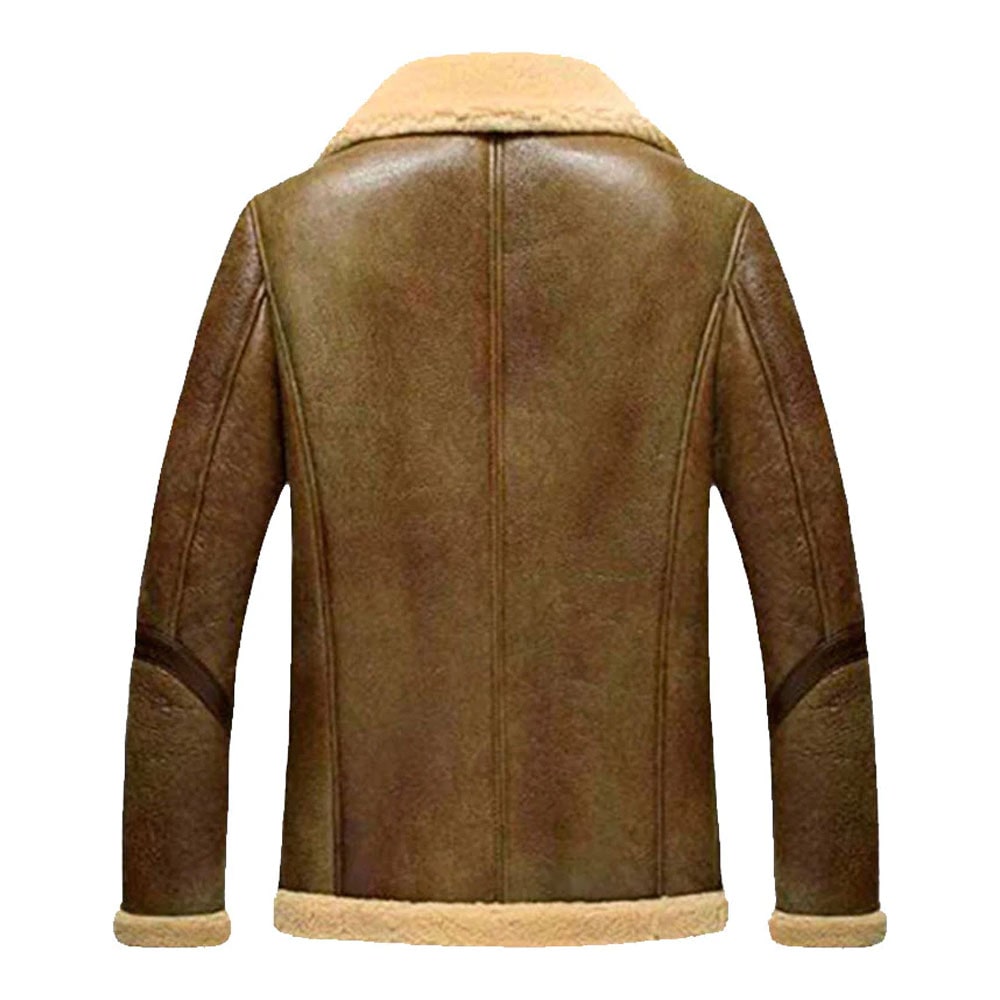 Mens Flight Short Leather Jacket With Fur