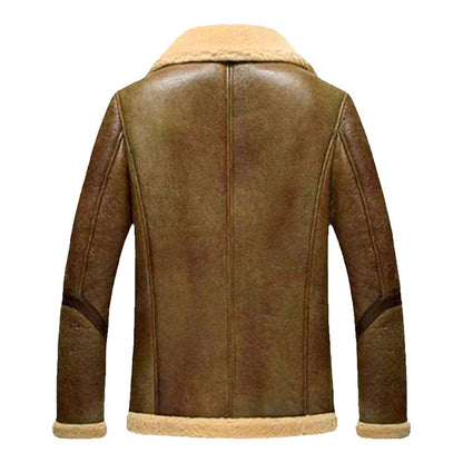 Mens Flight Short Leather Jacket With Fur