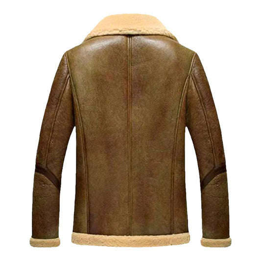 Mens Flight Short Leather Jacket With Fur