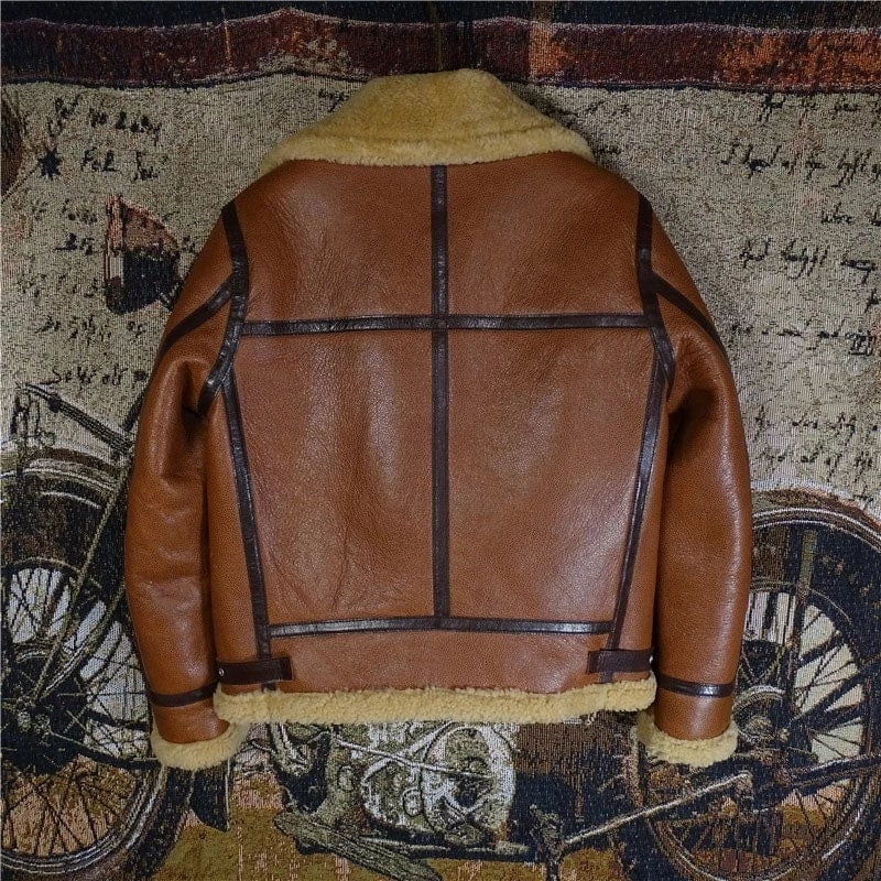 Vintage Classic Real Fur Brown Pilot Jacket Men