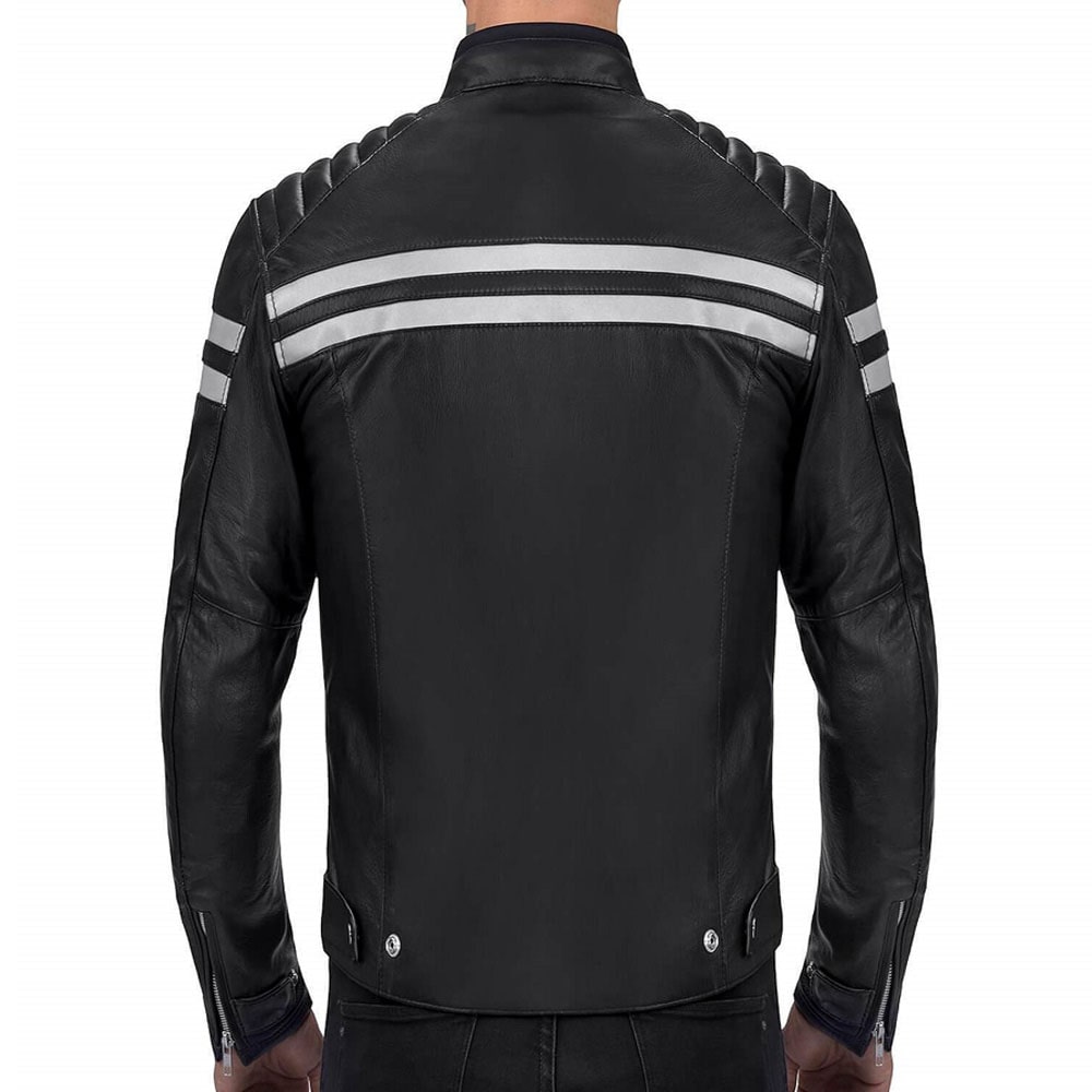 Men Black Jacket With White Strips