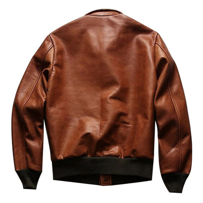 Mens WWII U.S Air Force A2 Leather Flight Bomber Jacket