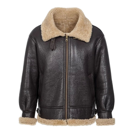 New Men's Sheepskin With Wool Lining Fabric Coat