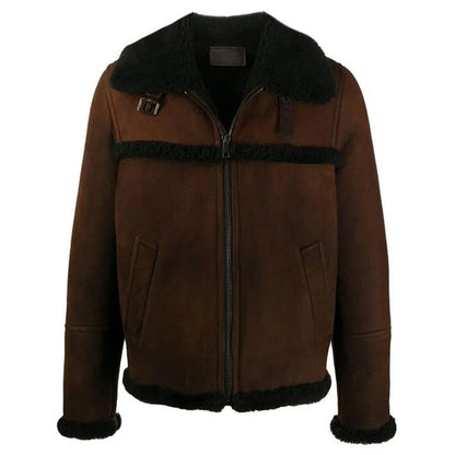 Mens Brown Shearling Short Jacket