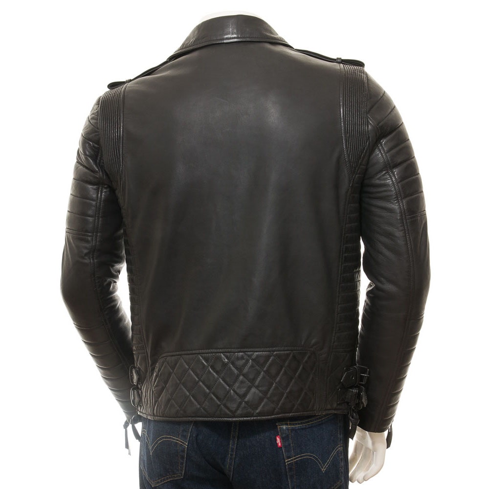 Men's Black Leather Biker Jacket