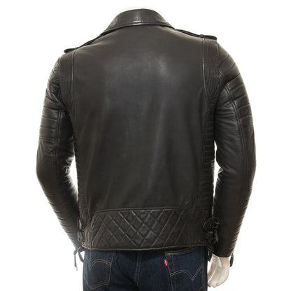 Men's Black Leather Biker Jacket