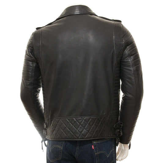 Men's Black Leather Biker Jacket