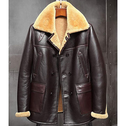 Denny&Dora Mens B3 Brown Shearling Jacket Sheepskin Coat