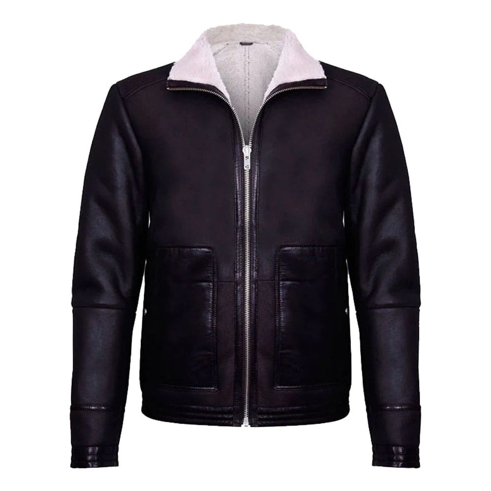 Mens Brown Soft Aviator Leather Jacket With Fur
