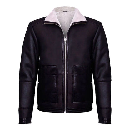 Mens Brown Soft Aviator Leather Jacket With Fur