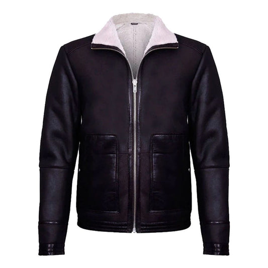 Mens Brown Soft Aviator Leather Jacket With Fur