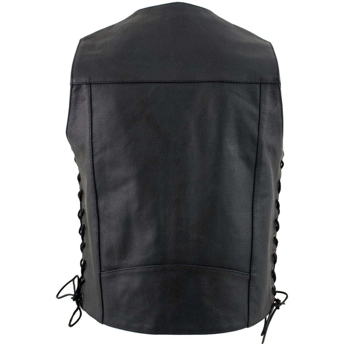 USA Leather 1204 Men's Black 'Dime' Classic Leather Vest with Side Laces