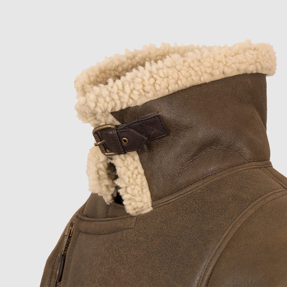 Men’s Antique Shearling Sheepskin Leather Pilot Jacket