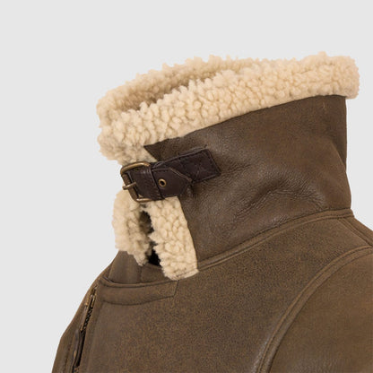 Men’s Antique Shearling Sheepskin Leather Pilot Jacket
