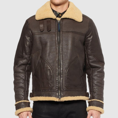 Men's Shearling B3 Brown Leather Bomber Jacket