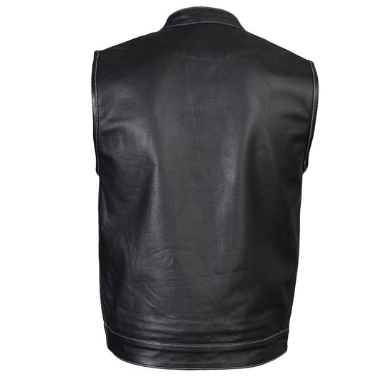 Men's 'Dagger’ Black Leather MC Vest