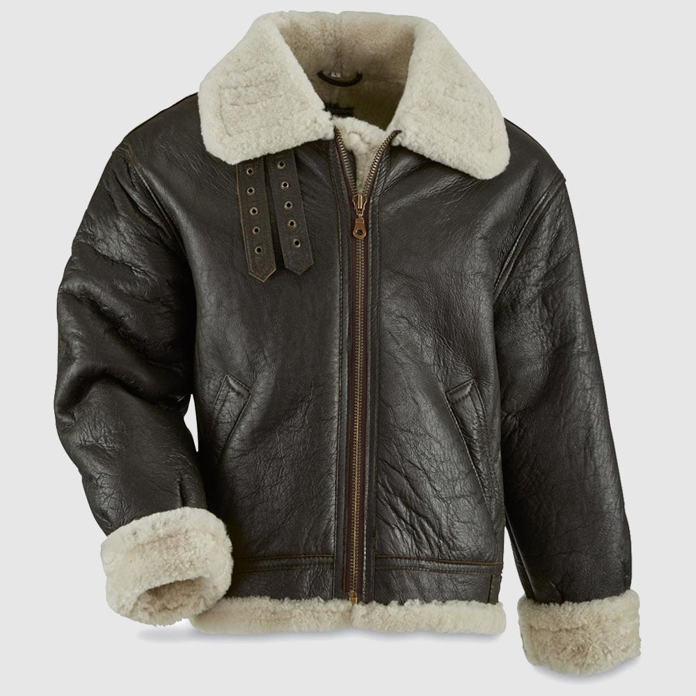 U.S. Military WW2 Reproduction Sheepskin Leather B3 Flight Jacket