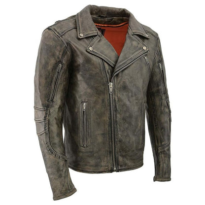 Milwaukee Distressed Brown Leather Motorcycle Jacket