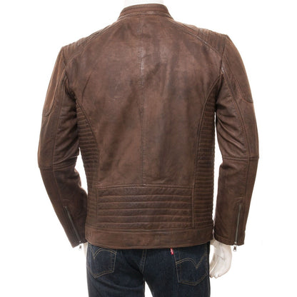 Men's Brown Leather Biker Jacket