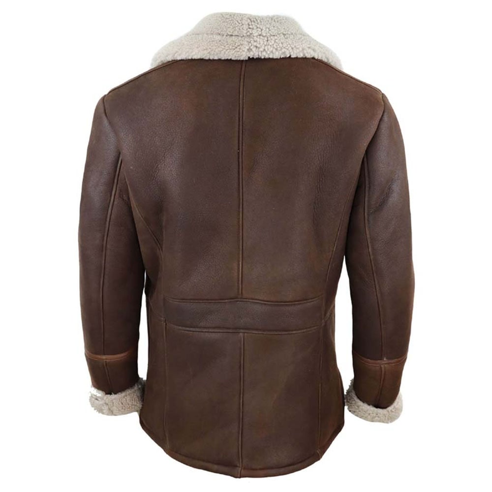 Mens Dark Brown Shearling Sheepskin Coat