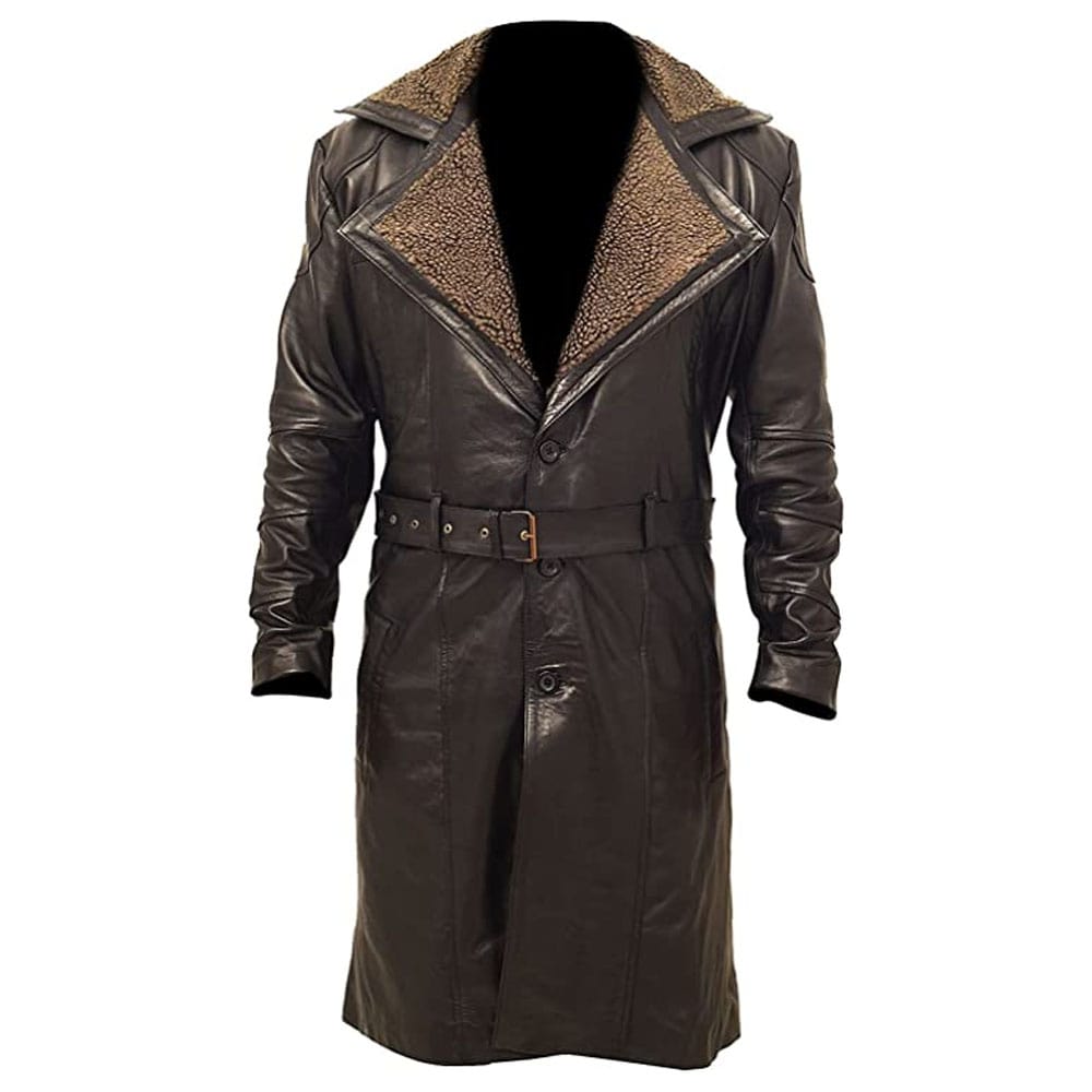 Tom Bane Dark Rises Knight Shearling Leather Coat