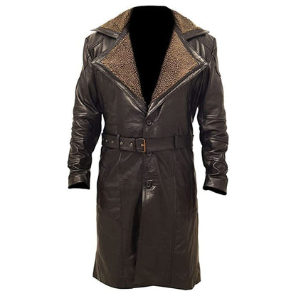 Tom Bane Dark Rises Knight Shearling Leather Coat