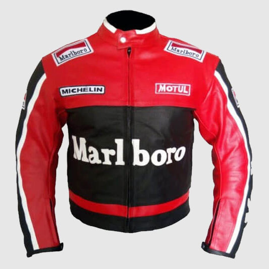 Marlboro Motorcycle Racing Leather Jacket Men