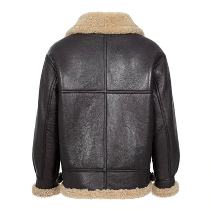 New Men's Sheepskin With Wool Lining Fabric Coat