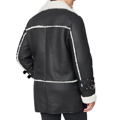 Shearling Sheepskin Car Coat Black