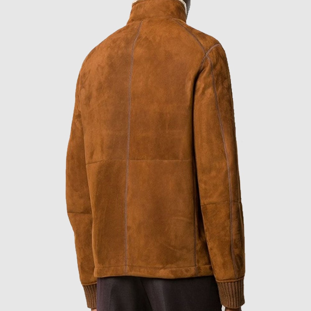 Saboro Brown Leather Shearling Jacket Suede jacket