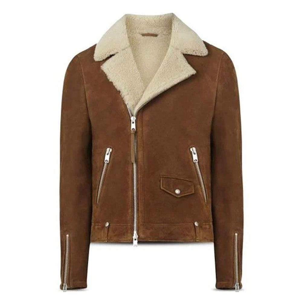 Men’s Brown Malmo Shearling Biker Jacket