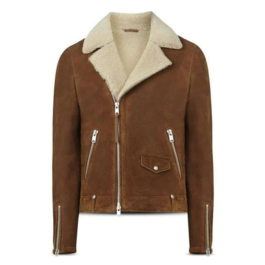 Men’s Brown Malmo Shearling Biker Jacket