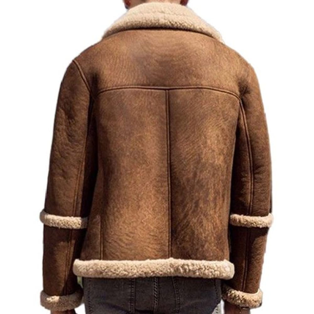 Mens Vintage Sheepskin Leather Bomber Aviator Jacket