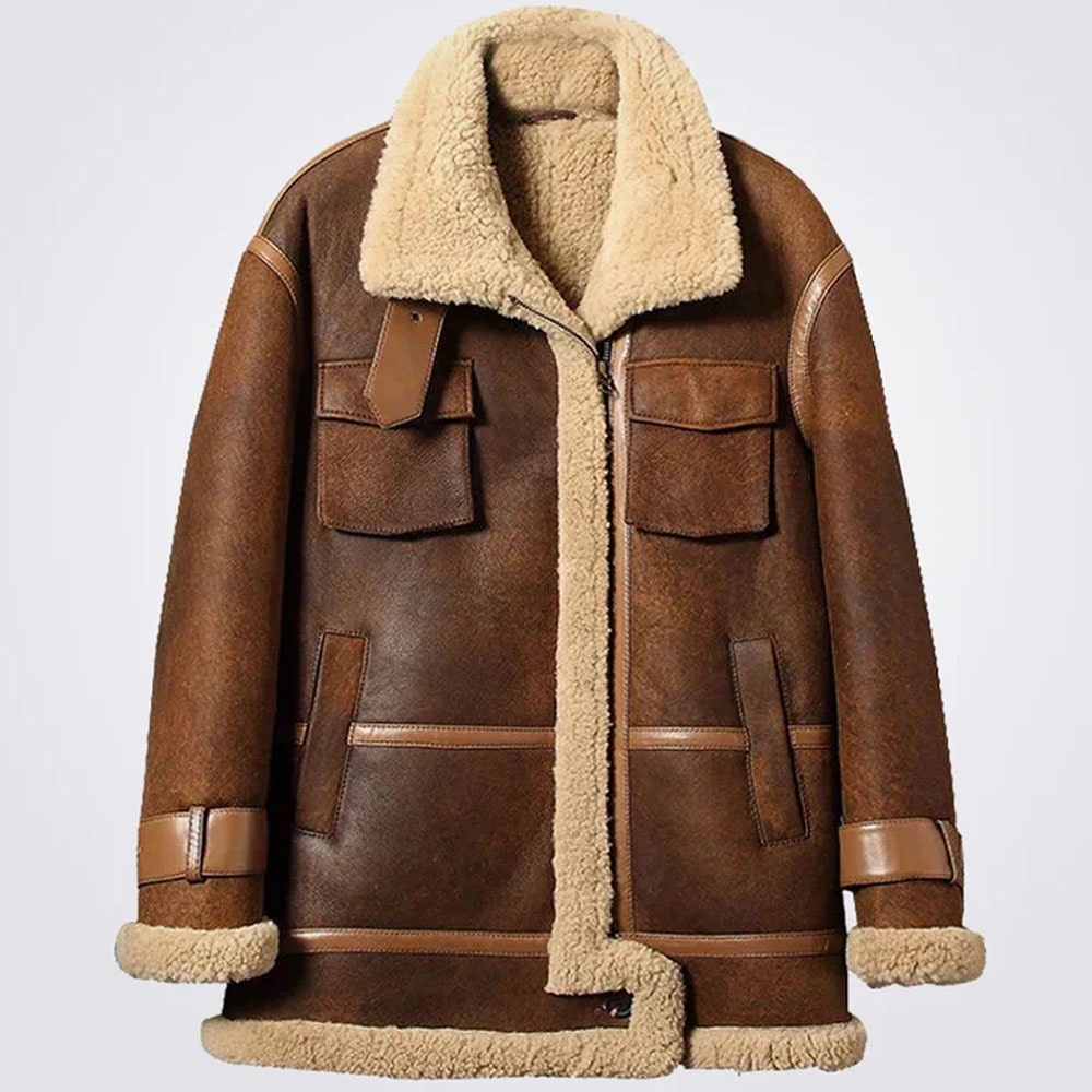 Sheepskin Shearling Long Coat For Men