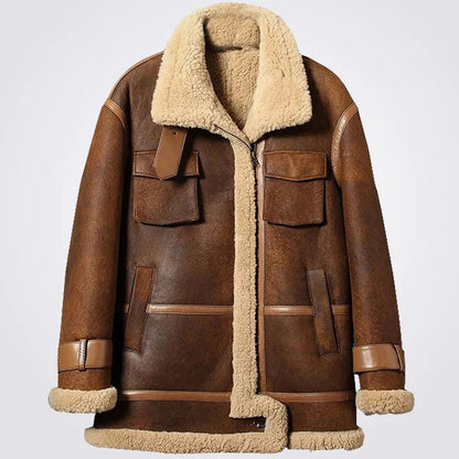 Sheepskin Shearling Long Coat For Men