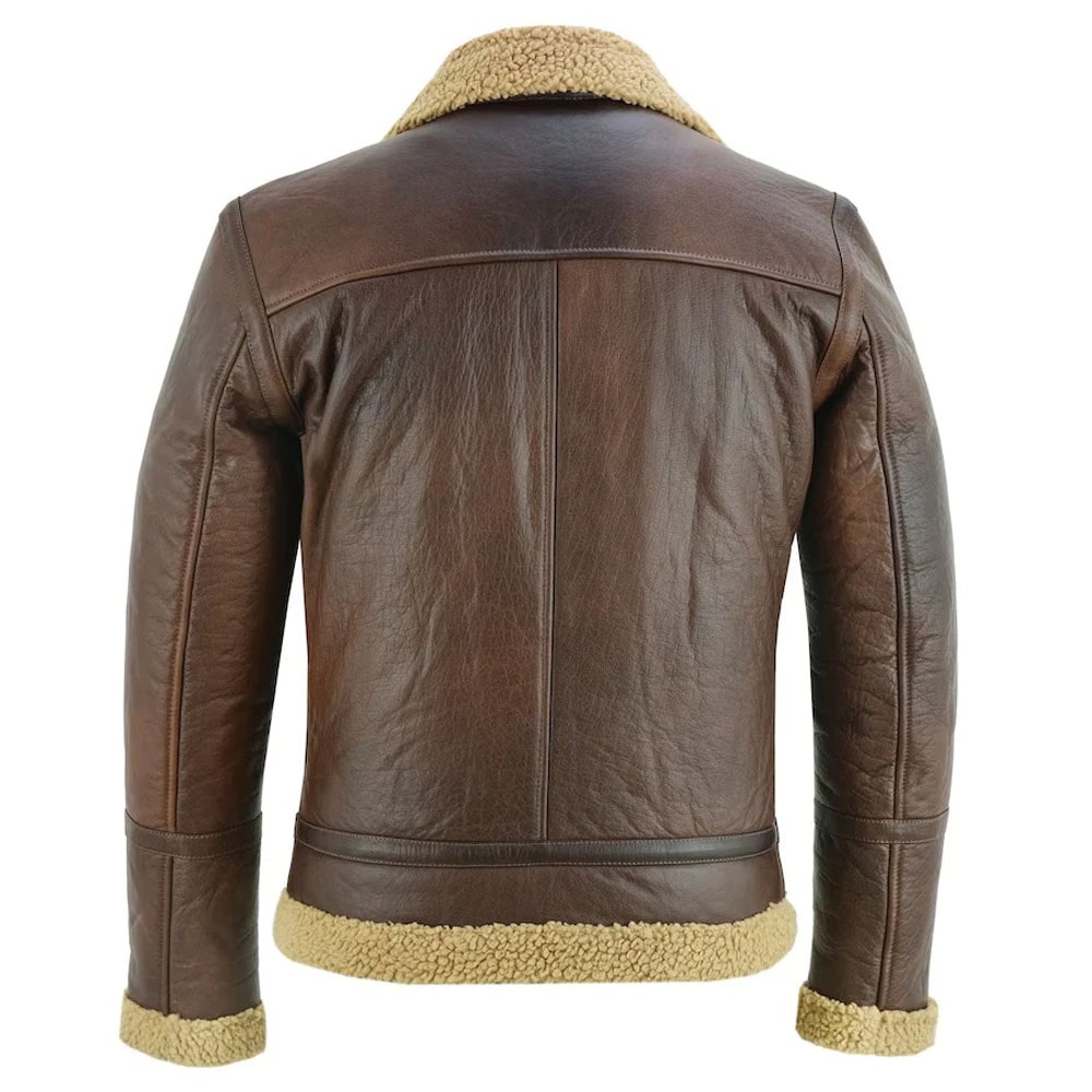 Men's Aviator Style Brown Bomber Flying Pilot Fur Jacket