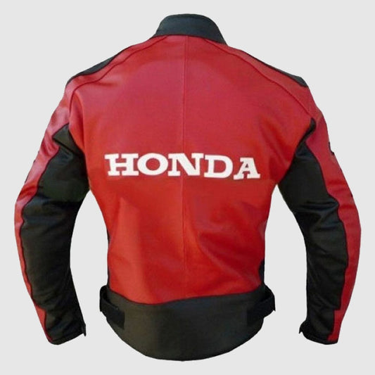 Honda Red Unique Wing Motorcycle Racing MotoGP Leather Jacket