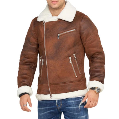 Jack Bing Brown Aviator Flight Bomber Leather Jacket