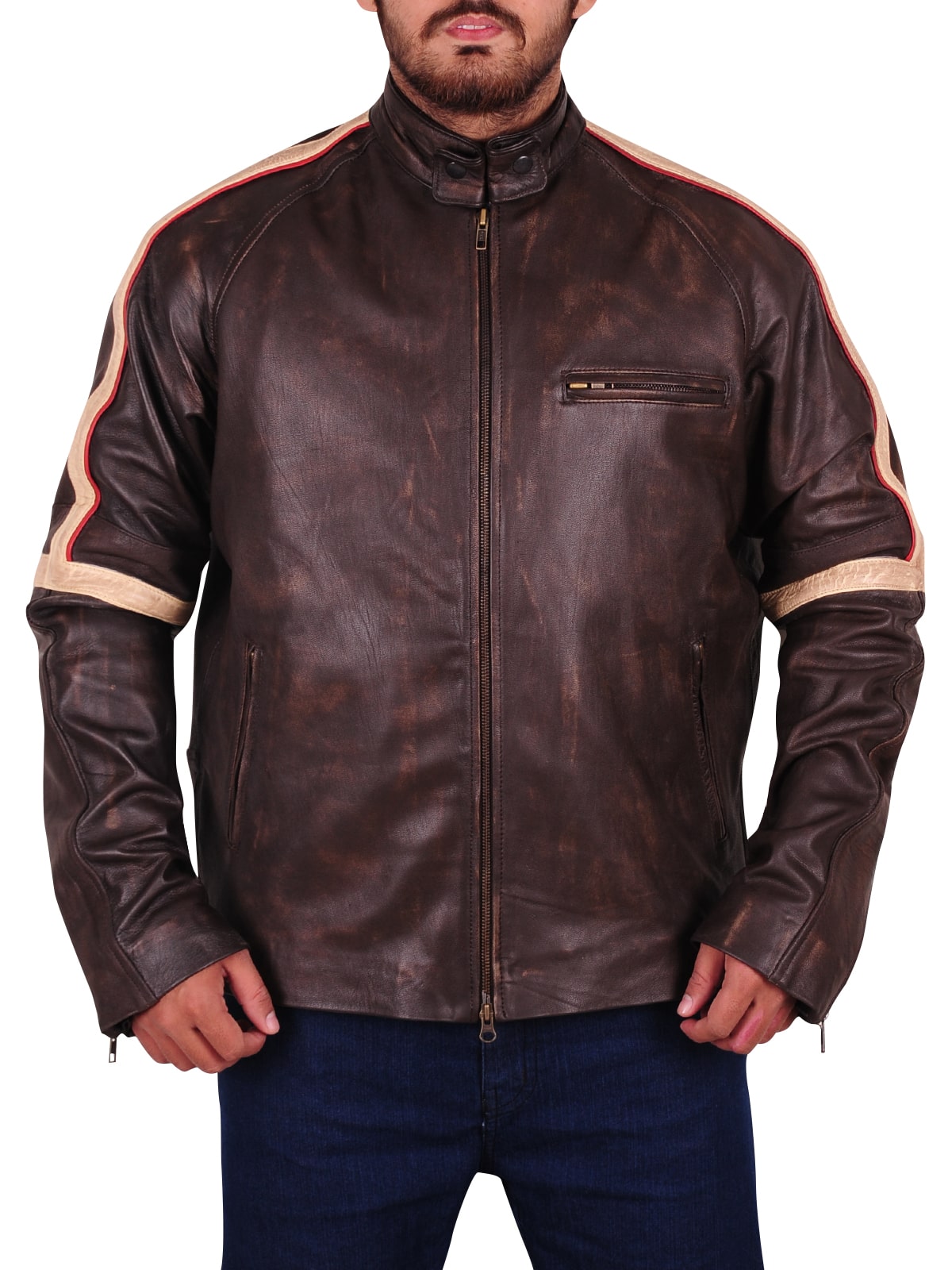 Stylish Brown Distressed Leather Jacket
