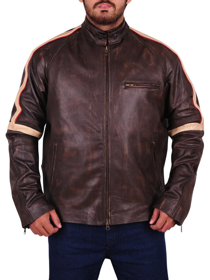Stylish Brown Distressed Leather Jacket