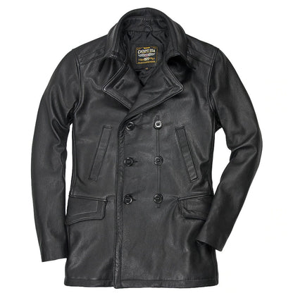 Vintage Leather Naval Officer's Coat