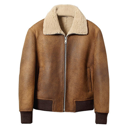 Mens Sheepskin Shearling Bomber Jacket