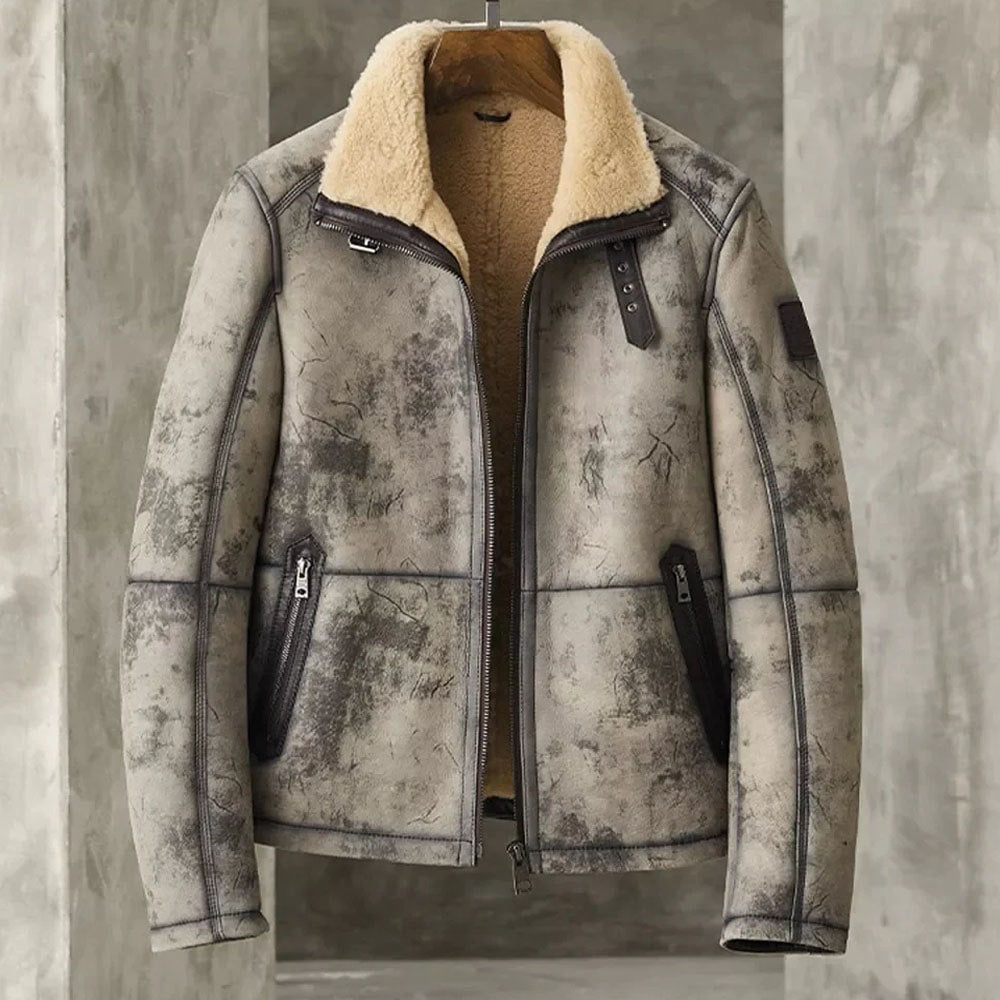 Men’s Aviator B3 Flight Fur Bomber Premium Shearling Coat