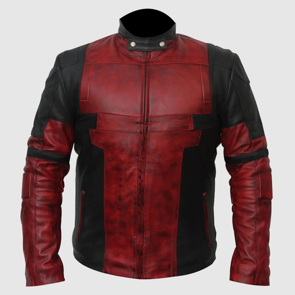 Men’s Deadpool Leather Motorcycle Jacket For Bikers