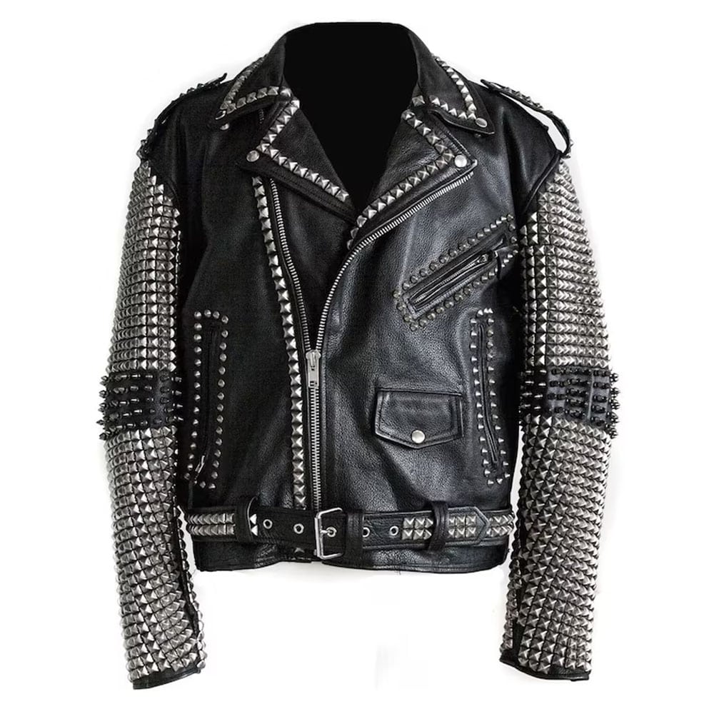 Custom Studded Leather Motorcycle Jacket